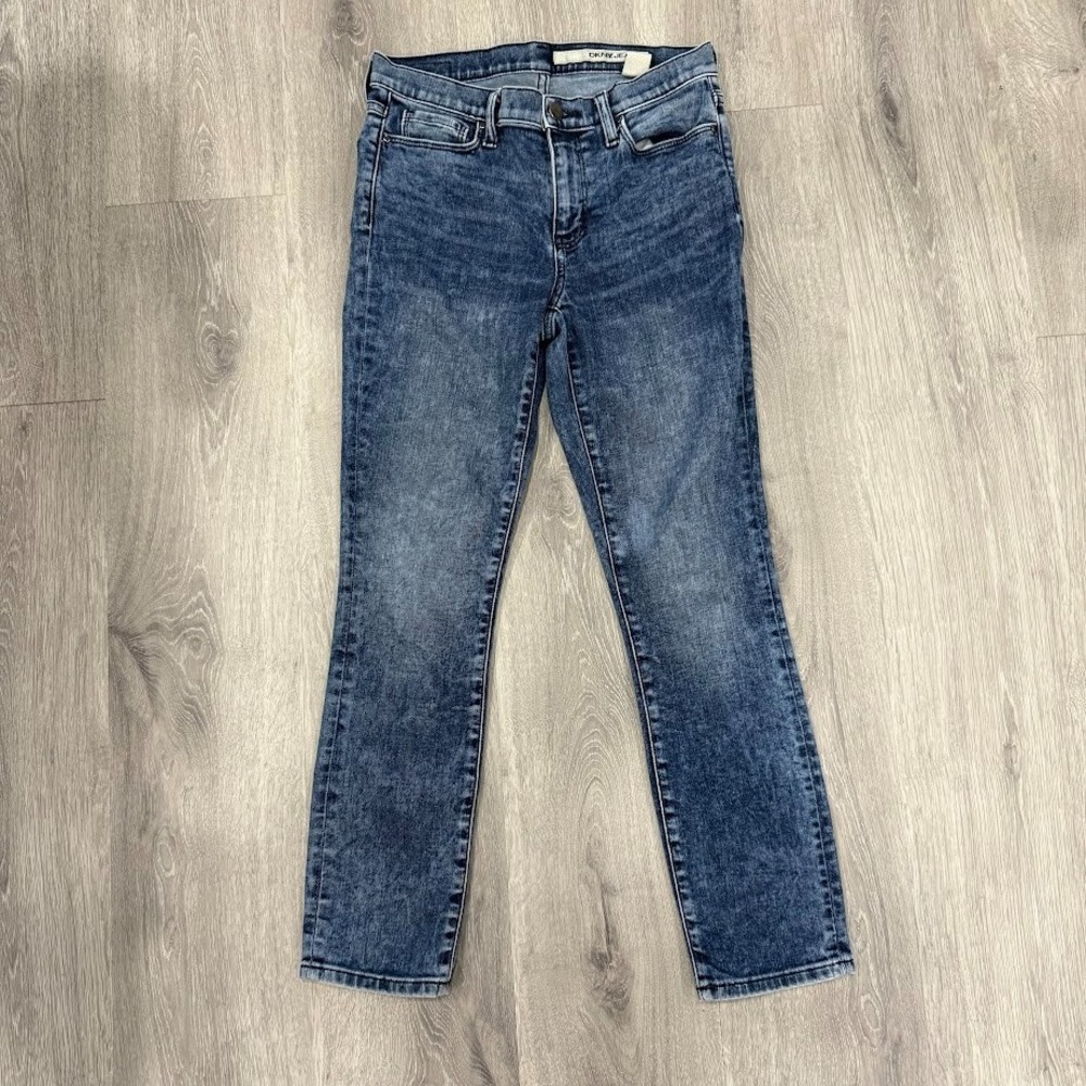 DKNY Jeans Womens‎ Blue Acid Wash Stretch Denim Skinny Jeans Size 2 Mid Rise